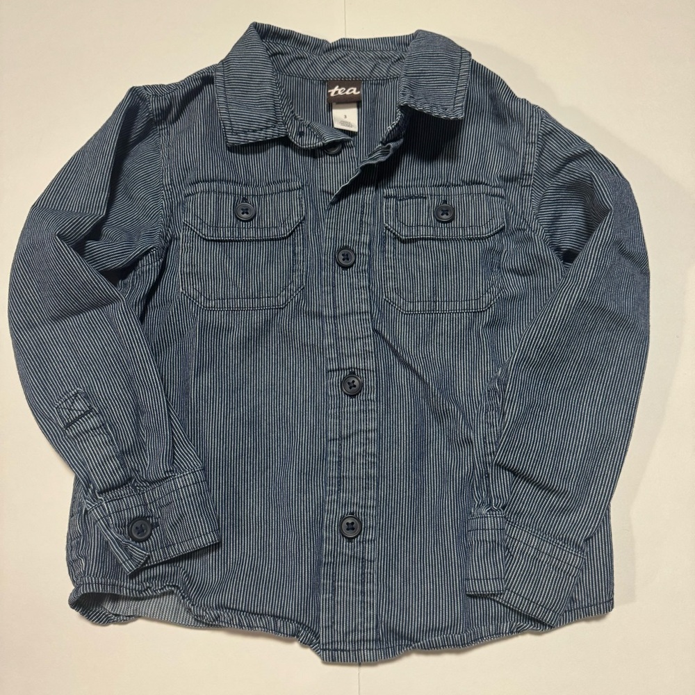 Tea Collection Blue Pinstripe Button-Front Jacket